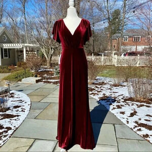 Jenny Yoo Ellis Velvet Maxi Dress Red Size 4